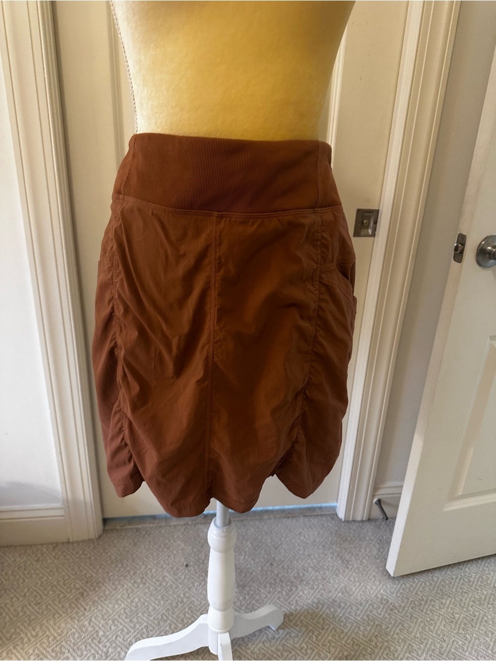 Prana Rust Brown Mini Skirt skort XL active built in shorts